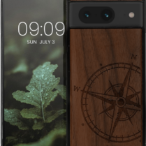 KWmobile Σκληρή Ξύλινη Θήκη με TPU Bumper - Google Pixel 8 - Walnut / Navigational Compass (61875.02)