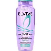 L'Oreal Paris Elvive Hydra Hyaluronic Pure Shampoo Σαμπουάν Κατά της Λιπαρότητας για Καθαρισμό & Ενυδάτωση Έως 72 Ώρες με Σαλικυλικό & Υαλουρονικό Οξύ 400ml