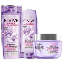 L'oreal Paris Πακέτο Προσφοράς Elvive Hydra Hyaluronic Σαμπουάν 400ml & Μαλακτική Κρέμα Μαλλιών 300ml & Μάσκα Μαλλιών 300ml