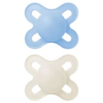 Mam Original Start Silicone Soother 0-2m Ορθοδοντική Πιπίλα Σιλικόνης με Θήκη Μεταφοράς 2 Τεμάχια, Κωδ 078SBc - Μπλε / Γκρι