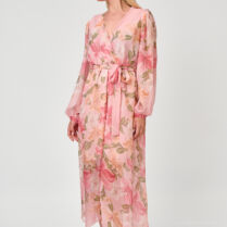 Maxi Φόρεμα Floral Με Ζώνη Σε Ροζ Χρώμα Ροζ Dress Up