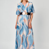 Maxi Φόρεμα Με Εμπριμέ Print Σε Σιέλ Χρώμα Σιέλ Dress Up