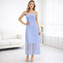 Midi Δαντελένιο Φόρεμα Με Τιράντες – Σιέλ | Dress Up Σιέλ Dress Up