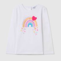 OVS βρεφική μακρυμάνικη μπλούζα με diamantes και rainbow print - 002199594 Λευκό