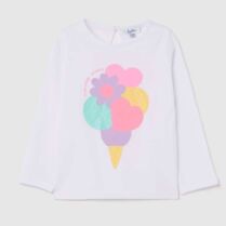 OVS βρεφική μακρυμάνικη μπλούζα με ice cream print - 002219958 Λευκό