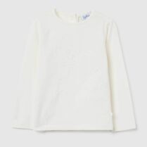 OVS βρεφική μακρυμάνικη μπλούζα μονόχρωμη Regular Fit - 002459913 Λευκό