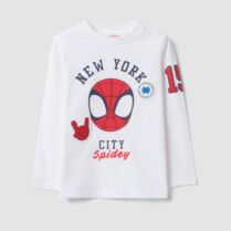OVS βρεφική μπλούζα μακρυμάνικη με Spider-Man print Regular Fit - 002765571 Λευκό