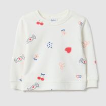 OVS βρεφική μπλούζα φούτερ με all-over print Regular Fit - 002553063 Λευκό