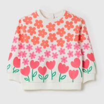 OVS βρεφική μπλούζα φούτερ με print Regular Fit - 002191017 Λευκό