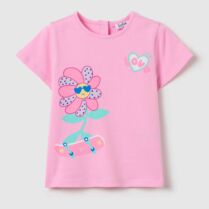 OVS βρεφικό T-shirt με diamantes και skater flower print - 002199586 Ροζ