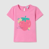 OVS βρεφικό T-shirt με strawberry print - 002349823 Ροζ