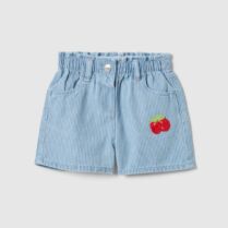 OVS βρεφικό denim σορτς με κέντημα κεράσια Regular Fit - 002576660 Denim Blue
