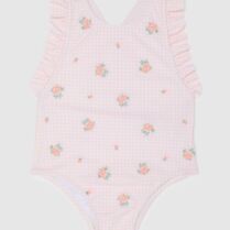 OVS βρεφικό μαγιό ολόσωμο με καρό σχέδιο και floral pattern - 002199301 Ροζ