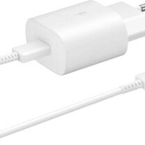 Official Samsung Φορτιστής Ταξιδιού Type - C σε Type - C με Καλώδιο Fast Charge - 100cm - 25W - White (EP-TA800XWEGWW)