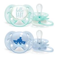 PHILIPS Avent Πιπίλα Ultra Soft Boy Hello Baby 0-6m SCF222/01 2τεμάχια