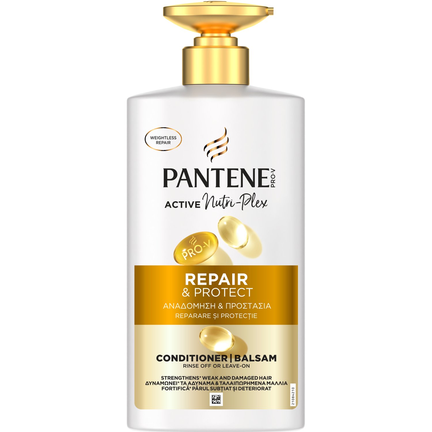 Pantene Pro-V Active Nutri-Plex Repair & Protect Conditioner for Weak, Damaged Hair Μαλακτική Κρέμα Αναδόμησης & Προστασίας με Σύμπλεγμα Θρέψης για Αδύναμα, Ταλαιπωρημένα Μαλλιά, με Αντλία 500ml
