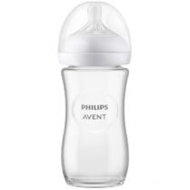 Philips Avent Natural Response Glass Bottle 1m+ Γυάλινο Μπιμπερό με Θηλή Σιλικόνης Ροής 3 Οπών 240ml Κωδ SCY933/01