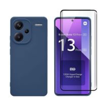 Redshield Xiaomi Redmi Note 13 Pro+ 5G Silicone Blue & 3D Curved Full Face Tempered Glass Θήκη Κινητού & Προστατευτικό Οθόνης