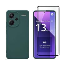 Redshield Xiaomi Redmi Note 13 Pro+ 5G Silicone Green & 3D Curved Full Face Tempered Glass Θήκη Κινητού & Προστατευτικό Οθόνης