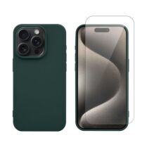 Redshield iPhone 15 Pro Silicone Case & Glass Green Θήκη Κινητού & Προστατευτικό Οθόνης