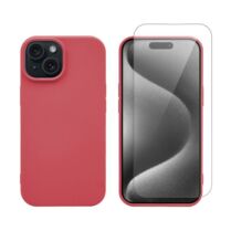 Redshield iPhone 15 Silicone Case & Glass Red Θήκη Κινητού & Προστατευτικό Οθόνης