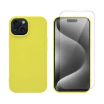 Redshield iPhone 15 Silicone Case & Glass Yellow Θήκη Κινητού & Προστατευτικό Οθόνης