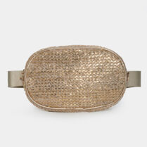 Straw small belt bag in beige gold Μπεζ Interhat