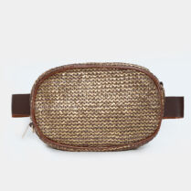 Straw small belt bag in brown rose gold Χρυσό Interhat