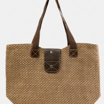 Striped Beach Bag w/ Leatherette Details Καφέ Interhat