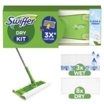 Swiffer Sweeper Starter Dry Κιτ Με 1 Σκούπα, 8 Στεγνά Πανάκια & 3 Υγρά Πανάκια