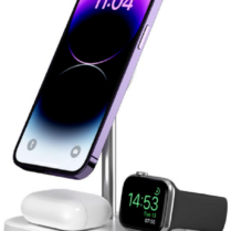 Tech-Protect A22 3 in 1 Wireless Charging Station - Βάση Ασύρματης Φόρτισης MagSafe για iPhone 16 / 15 / 14 / 13 / 12 / Airpods / Apple Watch - 15W - White (9490713930977)