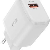 Tech-Protect C20W - Ταχυφορτιστής Ταξιδιού / Αντάπτορας με 1 x USB-A / 1 x Type-C - 20W - White (9589046924293)