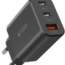 Tech-Protect C30W - Ταχυφορτιστής Ταξιδιού / Αντάπτορας με 1 x USB-A / 2 x Type-C - 30W - Black (9490713935231)
