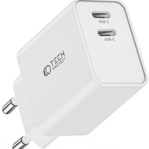 Tech-Protect C35W - Ταχυφορτιστής Ταξιδιού / Αντάπτορας με 2 x Type-C - 35W - White (9490713936078)