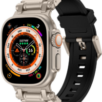 Tech-Protect Delta Pro - Premium Λουράκι Σιλικόνης Apple Watch Ultra/SE/11/10/9/8/7/6/5/4 (49/46/45/44mm) - Black / Titanium (5906302307821)