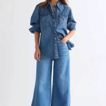 Wrangler® γυναικείο τζιν παντελόνι πεντάτσεπο Loose Wide Fit "Canyon" - 112378703 Denim Blue