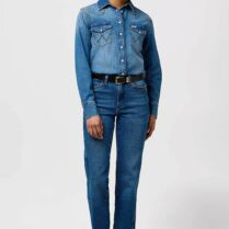 Wrangler® γυναικείο τζιν παντελόνι πεντάτσεπο Straight Fit - 112371166 Denim Blue
