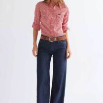 Wrangler® γυναικείο τζιν παντελόνι πεντάτσεπο Wide Leg - 112378172 Denim Blue Σκούρο