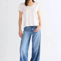 Wrangler® γυναικείο τζιν παντελόνι πεντάτσεπο Wide Leg "World" - 112352301 Denim Blue