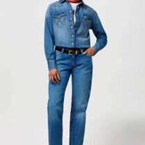 Wrangler® γυναικείο τζιν παντελόνι πεντάτσεπο χαμηλόμεσο "Cowboy" - 112371112 Denim Blue