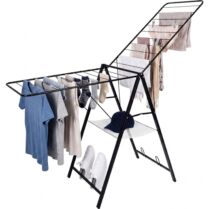 Απλώστρα Ρούχων Relaxdays Foldable Drying Rack Μεταλλική Πτυσσόμενη Δαπέδου με Θέση για Παπούτσια - Black (10053770)