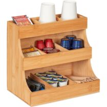 Βάση Οργάνωσης Καφέ Relaxdays Coffee Organiser από Μπαμπού με 9 Θέσεις & 3 Επίπεδα 24 x 26.5 x 17.5 cm - Natural (10045695)