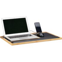 Βάση Στήριξης Relaxdays για Laptop έως 17" από Mπαμπού με Υποδοχή για Κινητό & 2 x MousePads - Natural / Black (10022200)
