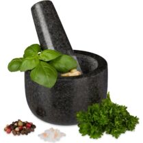 Γουδί με Γουδοχέρι Relaxdays Small Granite Mortar with Pestle Σετ από Φυσικό Γρανίτη 6 x 8.5 cm - Grey (10029948)