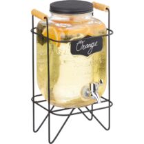 Γυάλινος Διανεμητής Ποτού Relaxdays Drinks Dispenser με Μεταλλική Βάση & Λαβές 4L - Transparent / Silver / Black (10050442)