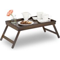 Δίσκος Σερβιρίσματος Relaxdays Folding Bamboo Bed Tray Κρεβατιού από Μπαμπού με Πτυσσόμενα Πόδια - Dark Brown (10023235)