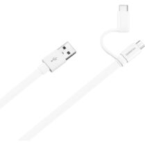 Καλώδιο Official Huawei Data Cable Flat USB-A σε Type-C / MicroUSB Φόρτισης & Μεταφοράς Δεδομένων 150cm 2A - White (04071417)