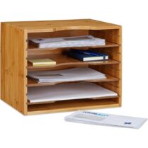 Οργανωτής Εγγράφων / Φακέλων Relaxdays Letter Tray Βάση 5 Θέσεων από Μπαμπού 26.5 x 33.5 x 24.5 cm - Natural Brown (10020322)
