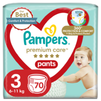 Πάνες Pampers Premium Care Pants Jumbo Plus Νo3 (6-11kg) 70τεμ