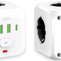 Πολύπριζο Tech-Protect PCL3X4 Universal Power Socket με 3 x Υποδοχές AC 240V & Διακόπτη / 2 x USB-A / 2 x Type-C 2.1A - White (5906302372096)